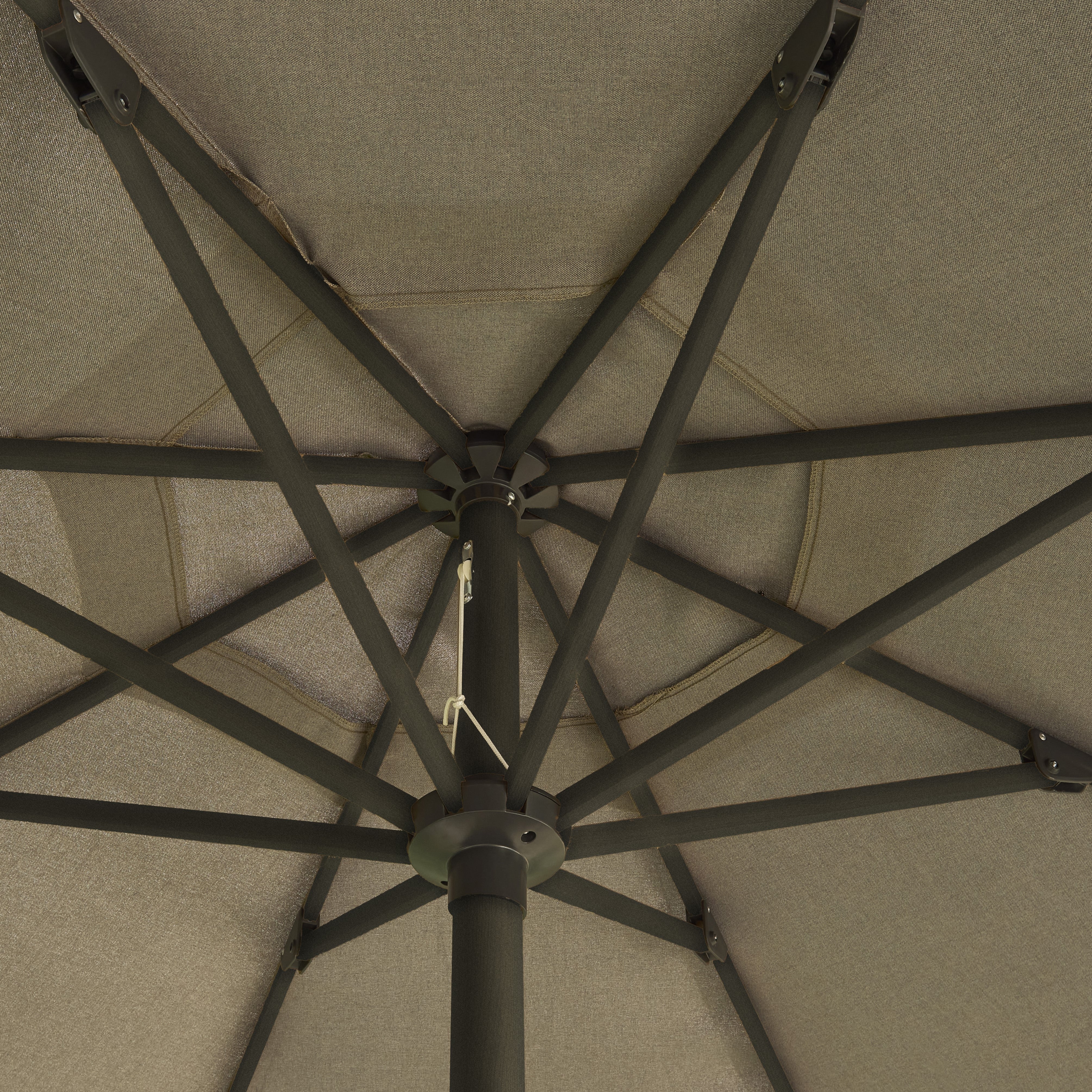 Royce - Premium 3m Round LED Parasol with Novasun™ Smoke Grey Canopy & Cover (Wood Look Frame)