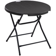 Garden Table Round Folding Ø80cm 4 People Wood Look Dark Grey