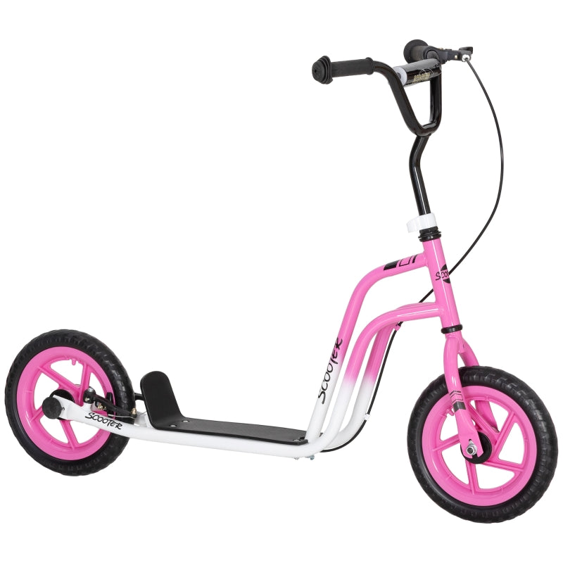 Children's Scooter with Adjustable Handlebars, Large Wheels and Handbrake, Pink