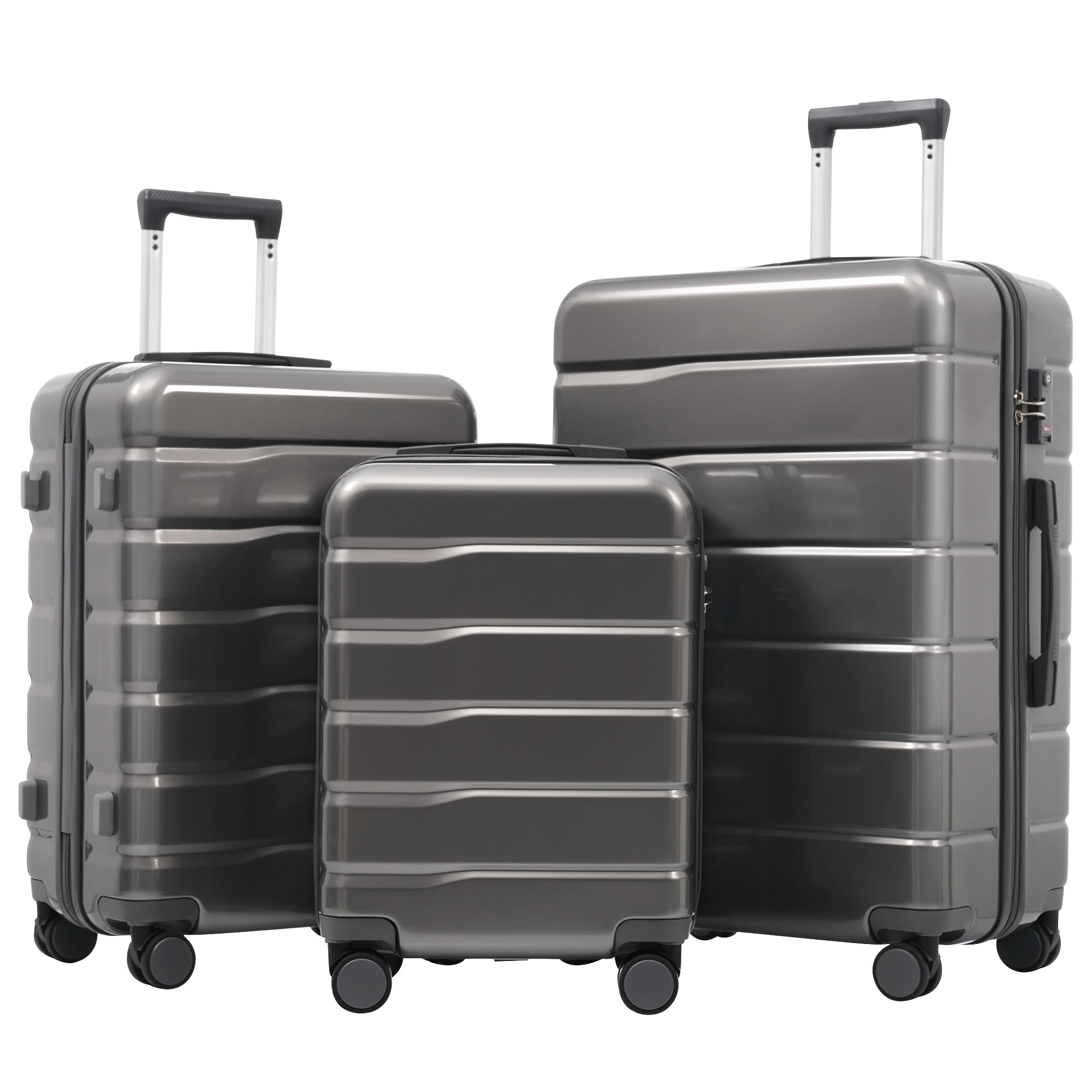 M-L-XL Suitcase Set (20"&24"&28") with Double 360° Swivel Wheels, TSA Lock, ABS+PC Material