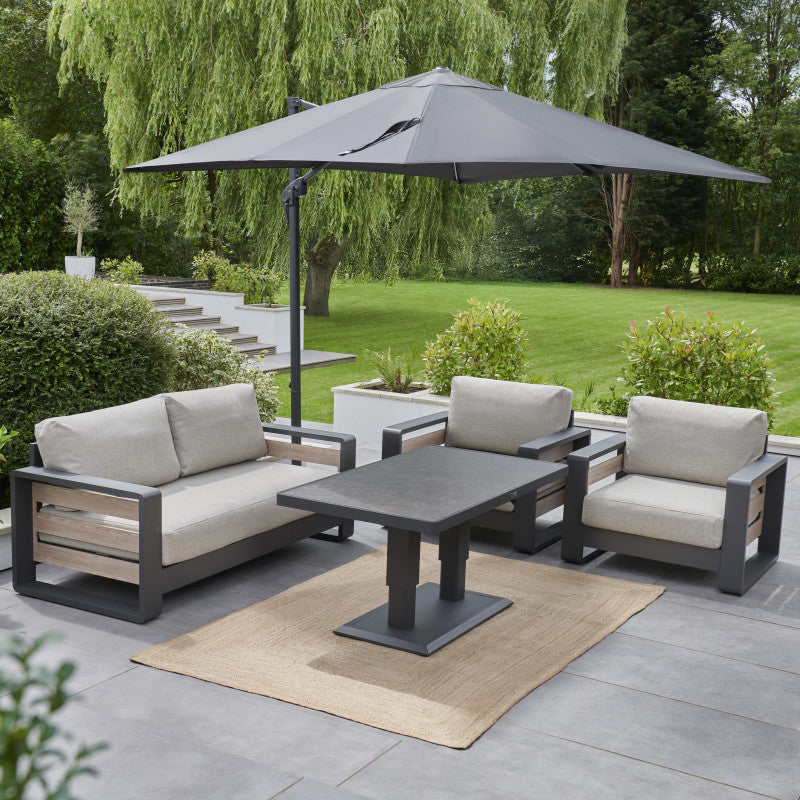 Royce - Junior 2.5m Square Cantilever Parasol with Night Cover (Carbon)