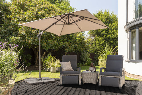 Royce - Junior 2.5m Square Cantilever Parasol with Night Cover (Taupe)