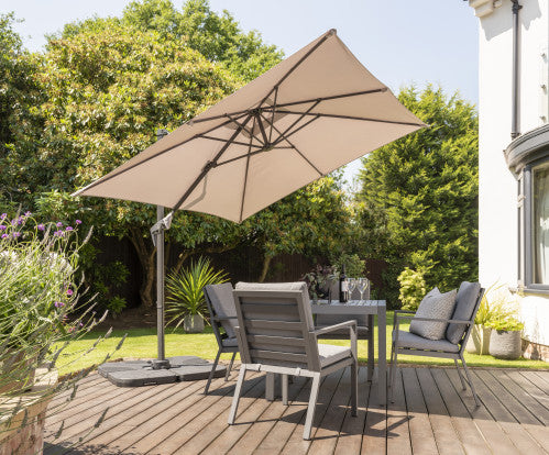 Royce - Junior 2.5m Square Cantilever Parasol with Night Cover (Taupe)