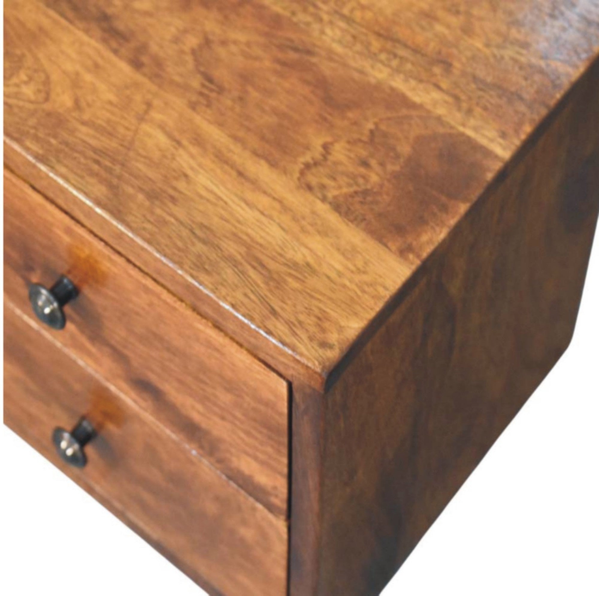 Solid Wood Solis Wall Mounted Nightstand with 2 Drawers, Dark Brown