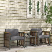 Gartengarnitur, 3-teiliges Bistro-Set mit Couchtisch und 2 Stühlen, Grau