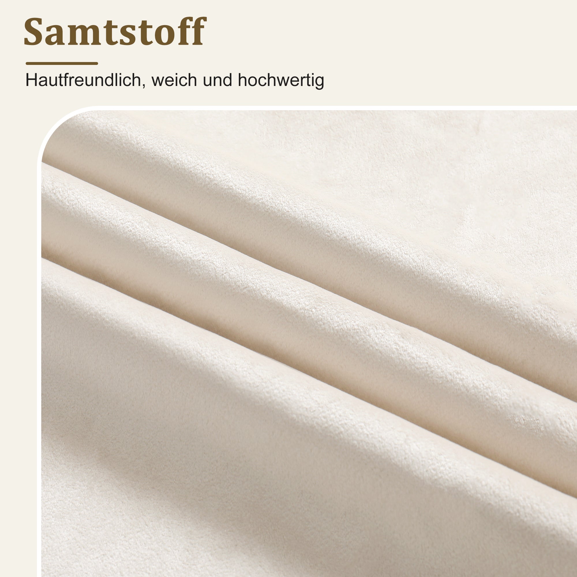 Upholstered Single Bed 90 x 200cm with Slatted Base and Solid Wood Legs, Beige Velvet