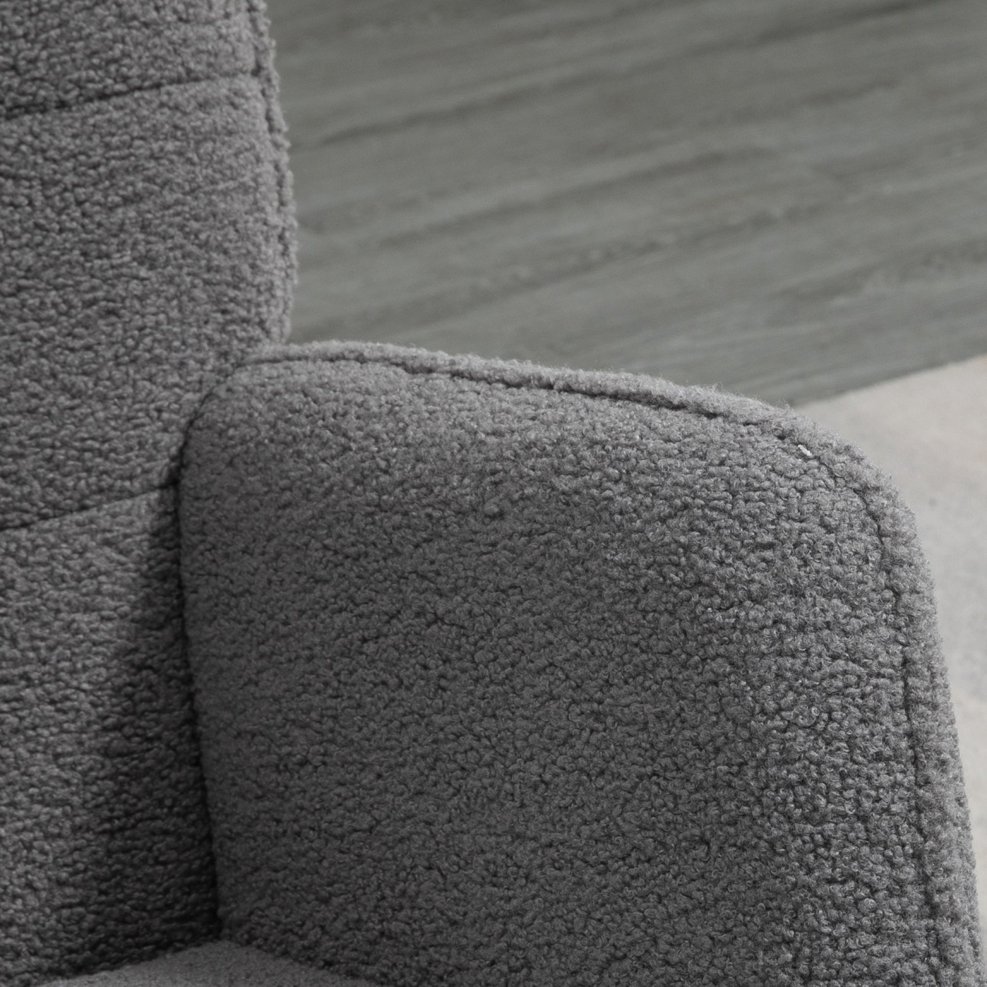 Rocking Armchair with Berber Fleece Look, Wooden Runners, 120kg Capacity, Dark Grey
