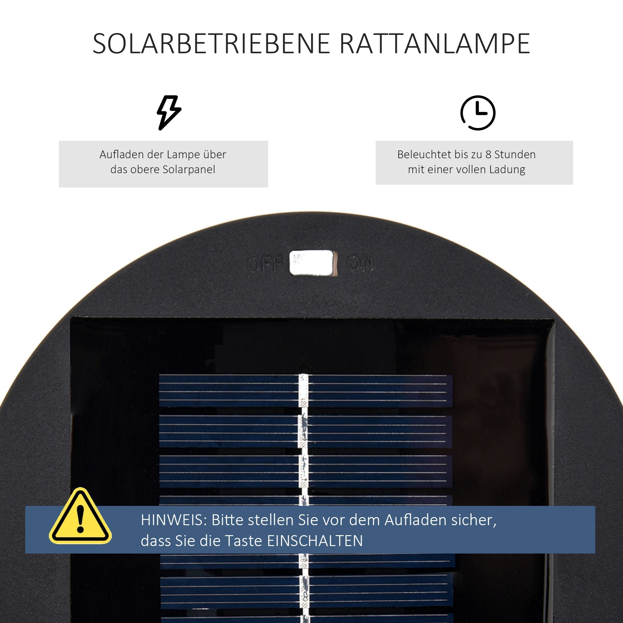 Solar Garden Light with Light Sensor, Waterproof, Automatic LED, Black