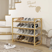 Schuhregal, 4 Ebenen, 12 Paar, Bambus Natur