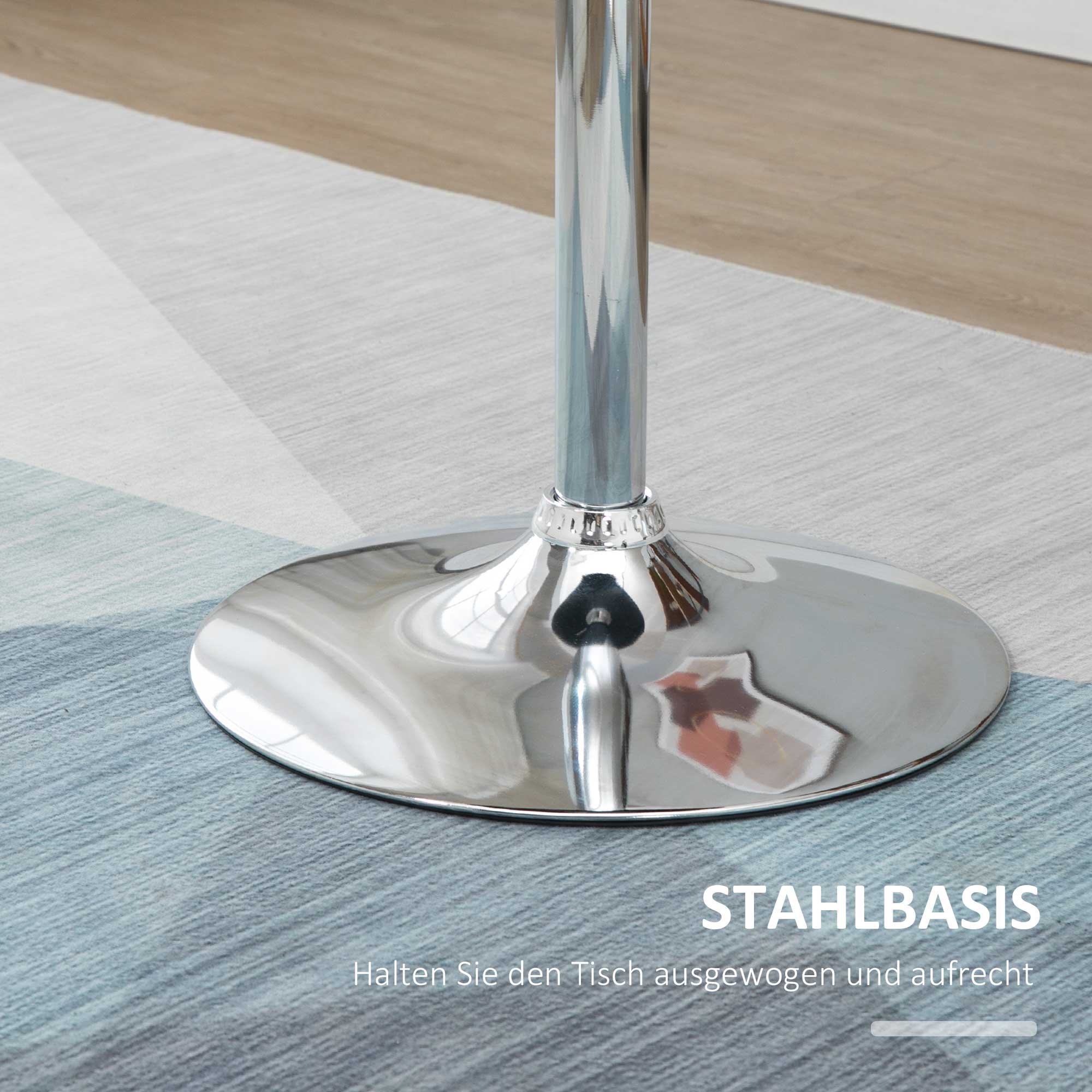 Round Bar Table Height Adjustable Swivel Steel Black
