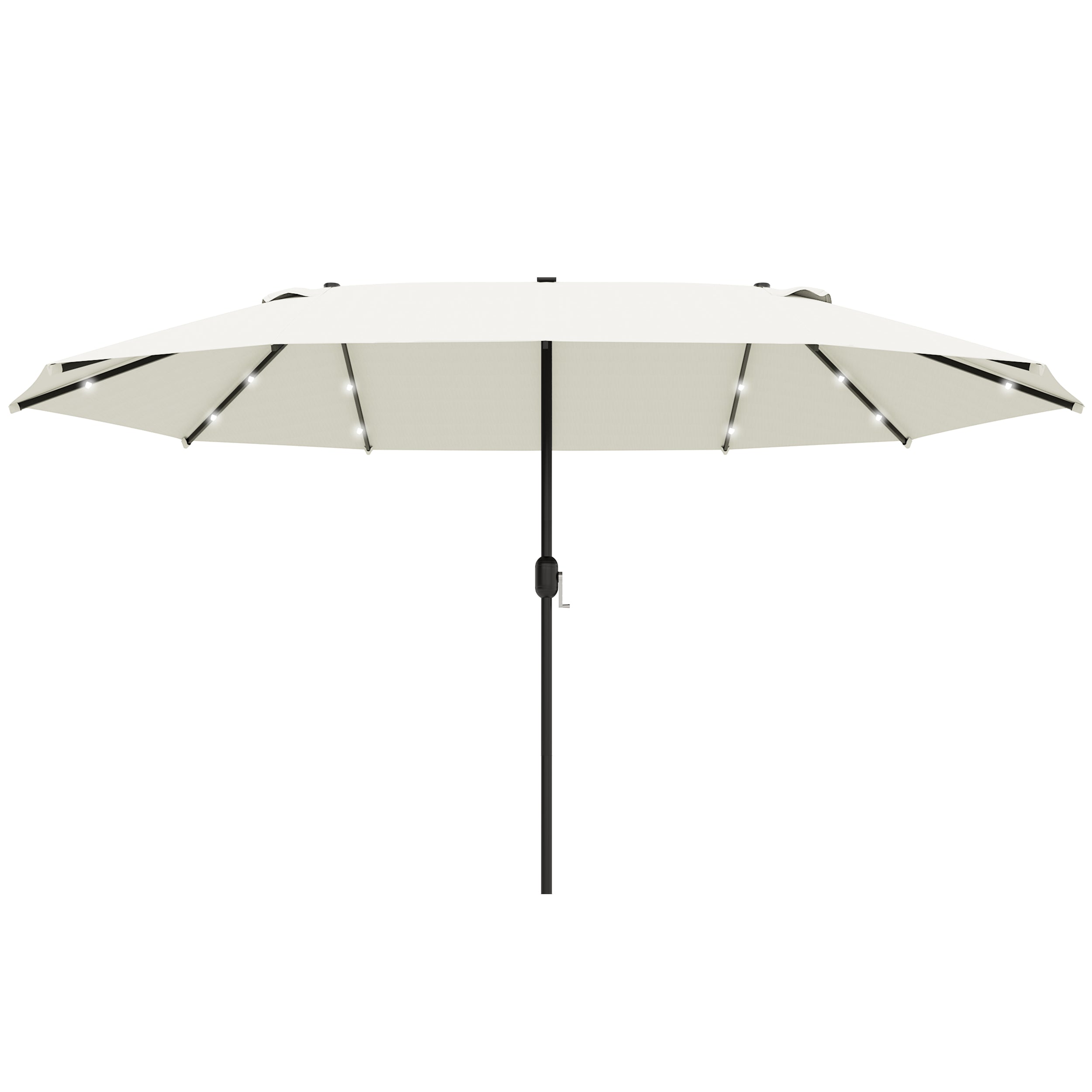 Double Parasol LED, 440 x 256 cm, Hand Crank, Cream White