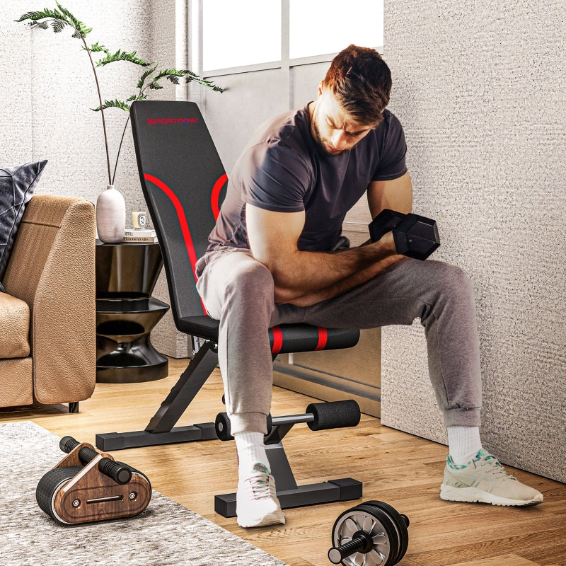 Foldable Workout Bench, 6-Position Backrest 4-Position Seat, Padded Black