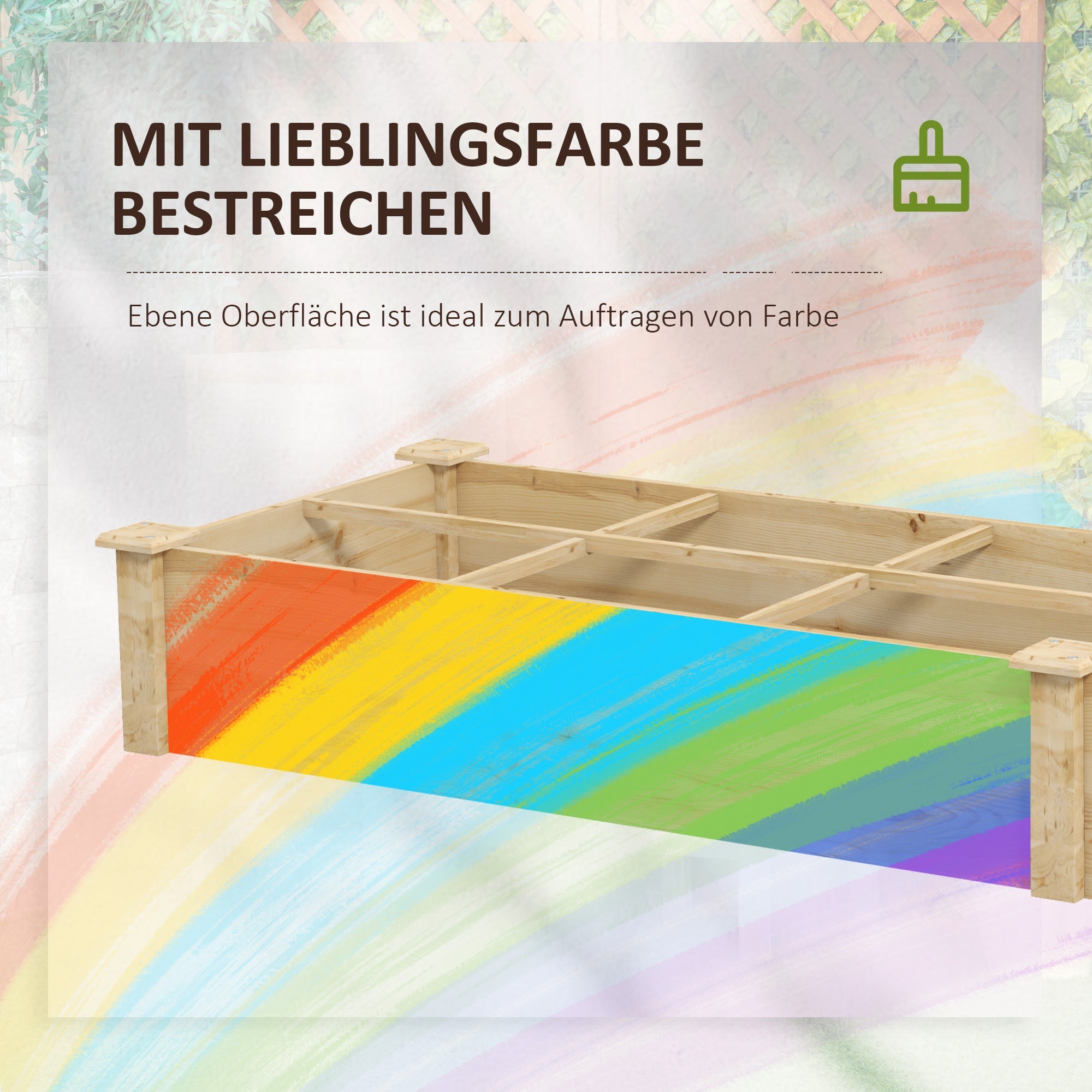 Raised Garden Bed Planter, Large 2 Compartments, 237x60x25cm, Wooden Natural