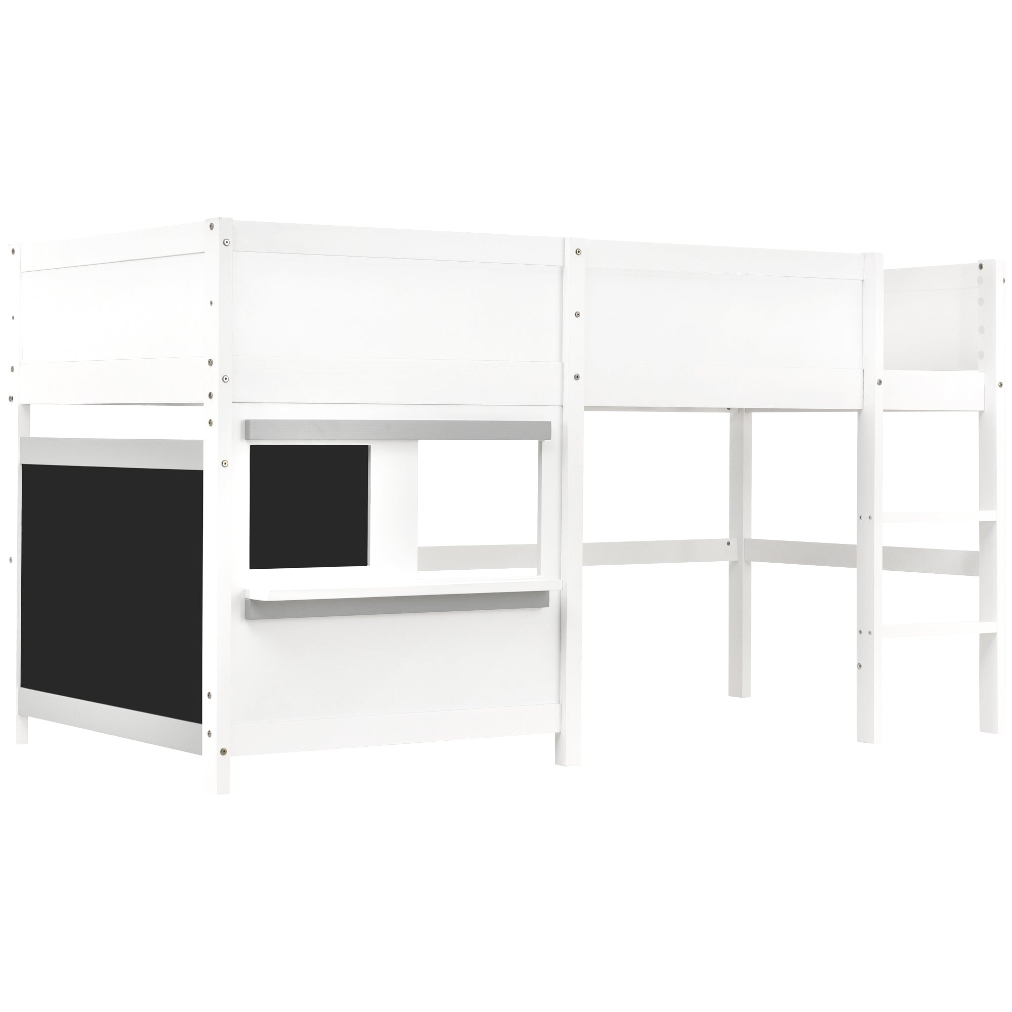 House Bunk Bed 90x200cm Graffiti Boards Small Shelf - White