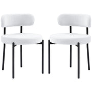 Dining Chairs, Upholstered with Metal Legs, Cream White (Set of 2)