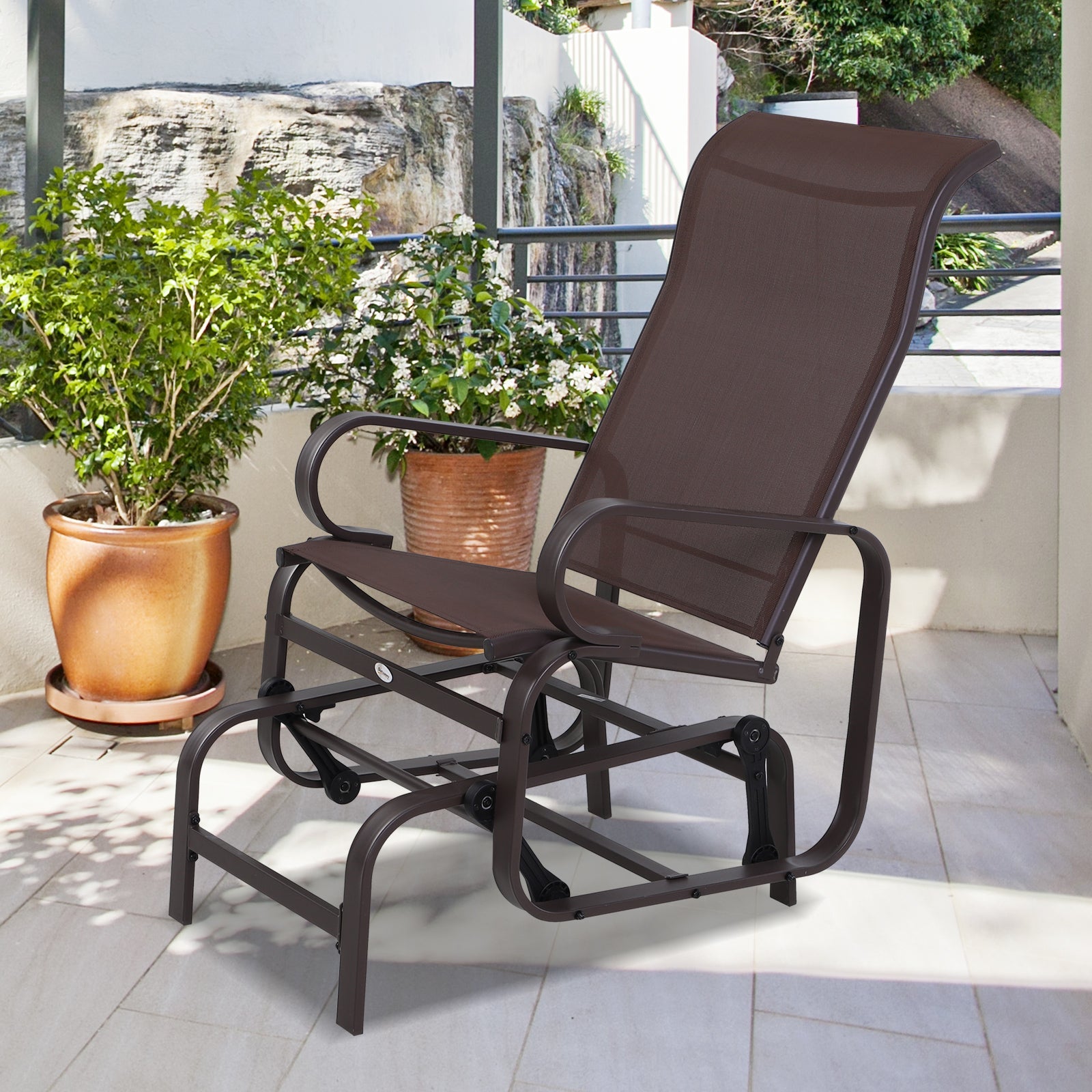 Rocking Chair Garden Relax Chair Metal Swing 60x75x104 cm Texteline