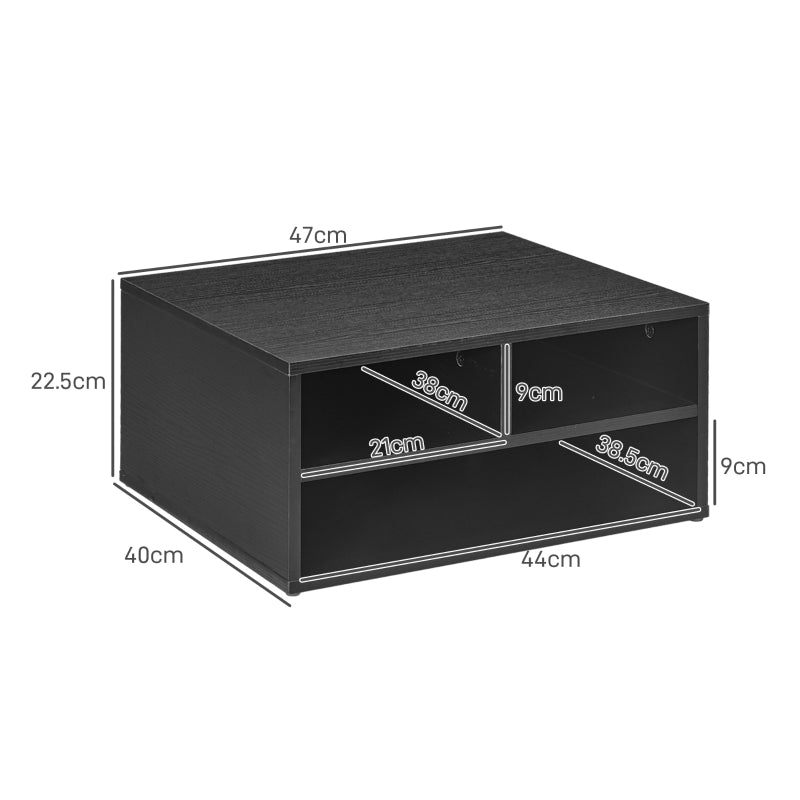 Printer Storage Cabinet, Three-Compartment, Black
