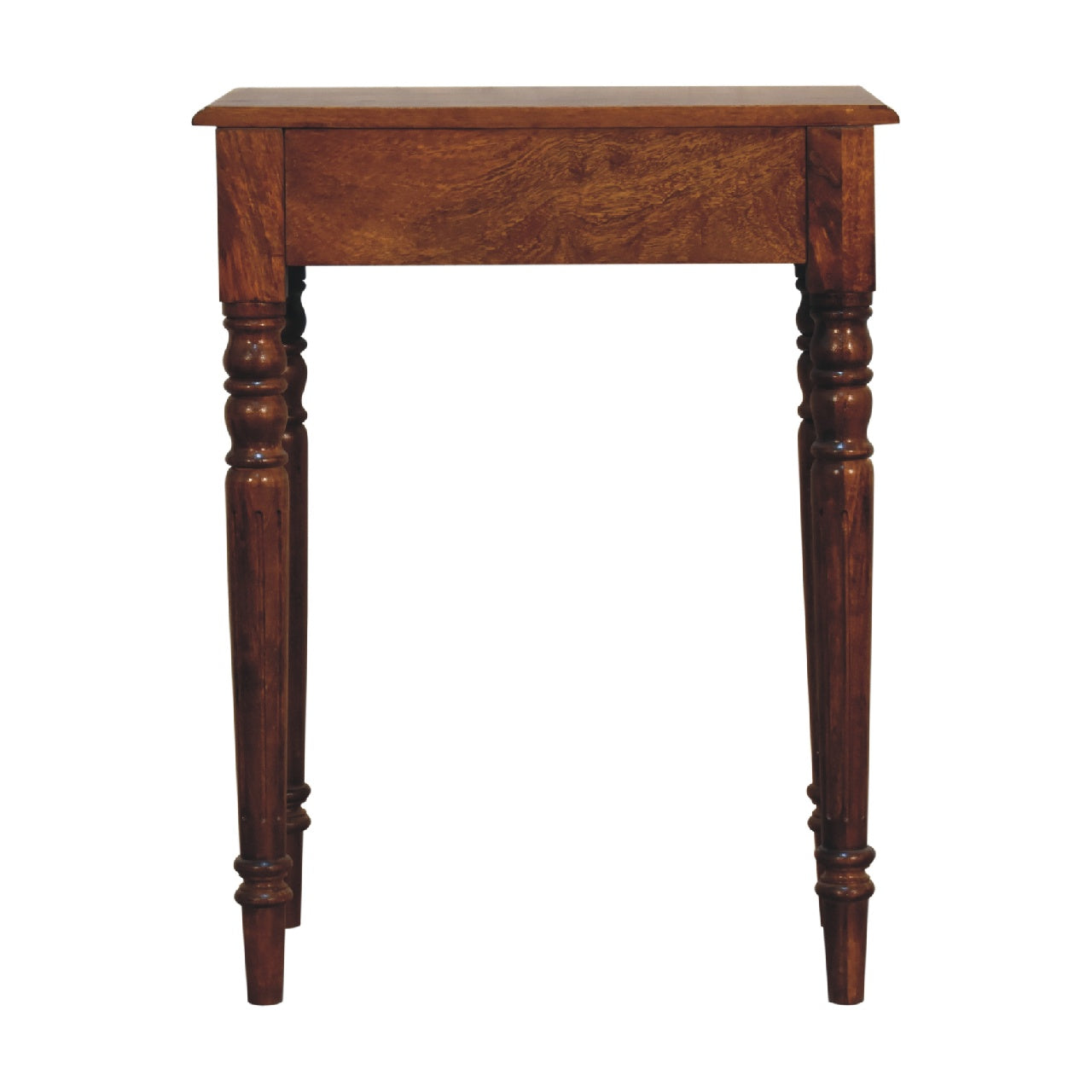 Writing Desk, Chestnut Turned Leg 1 Drawer, Solid Wood Dark Brown