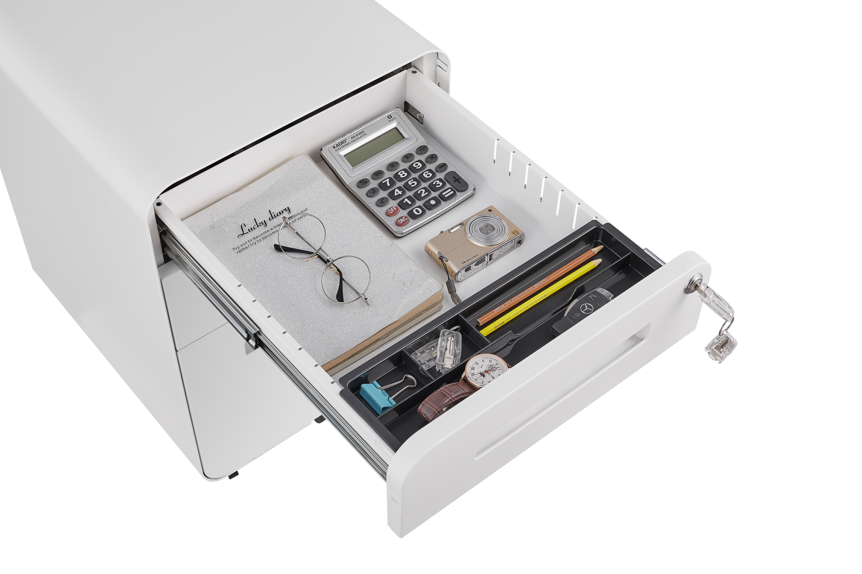 Mobile File Cabinet 3 Drawer Under Desk Legal/A4 Anti-Tilt - White Steel