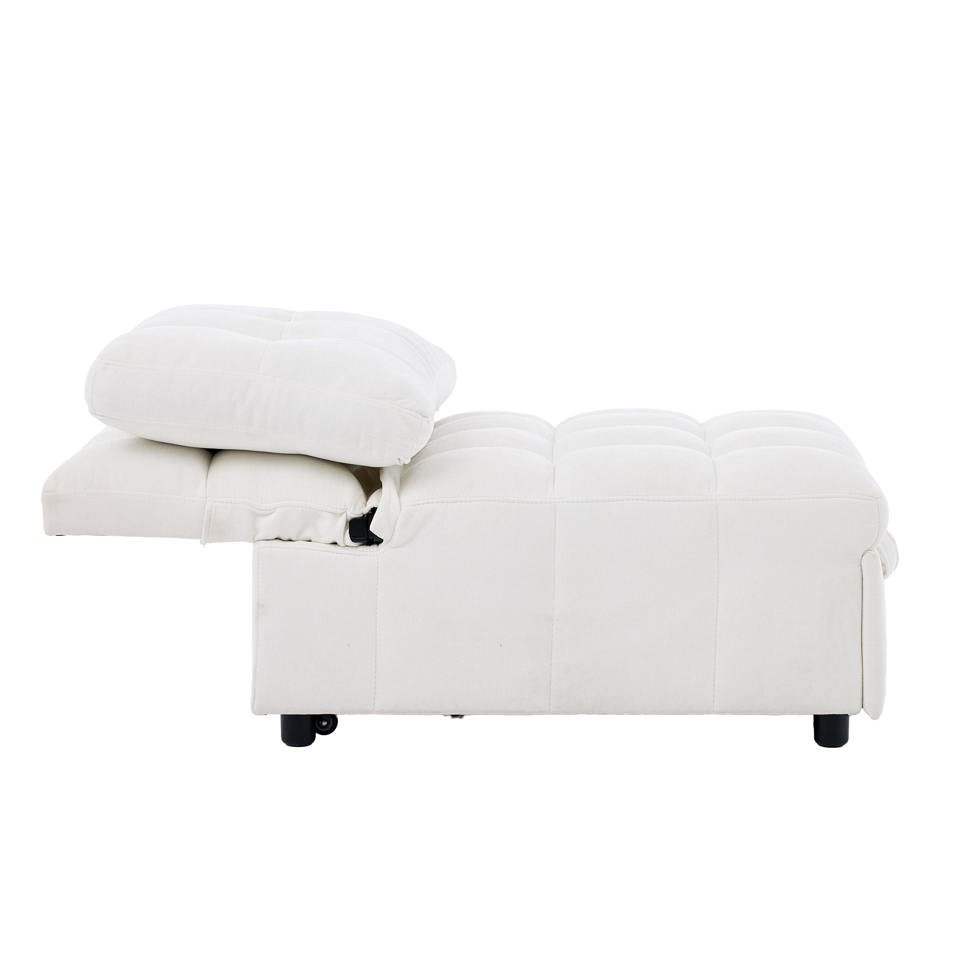 Sleeper Sofa with Adjustable Backrest and Foldable Pull-Out Design, White