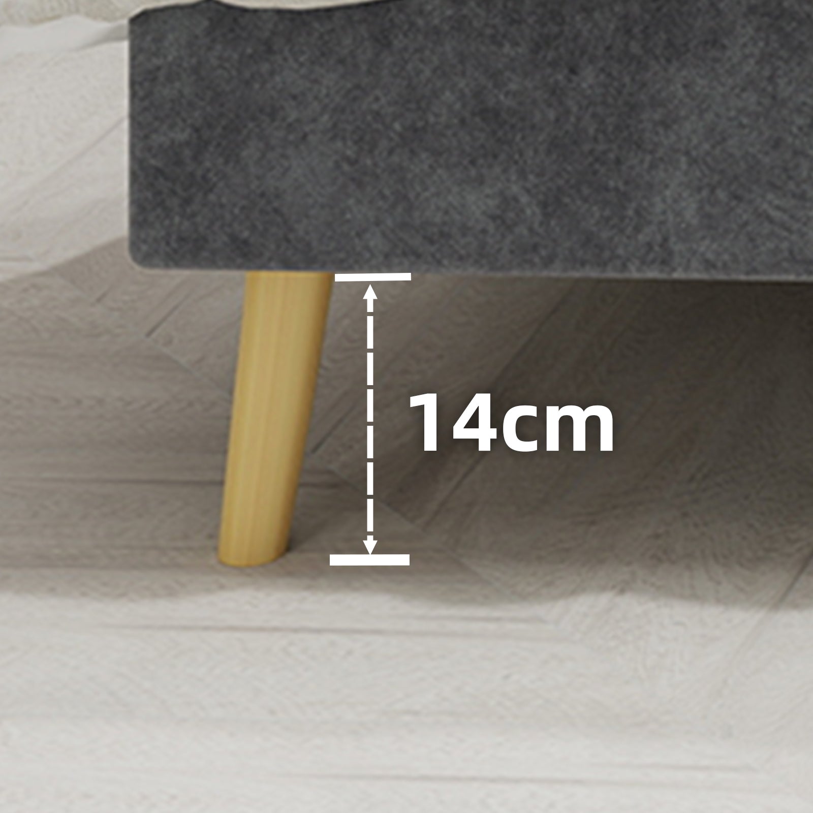Modern Minimalist Upholstered Bed, Soft Headboard, 160x200 cm, Grey