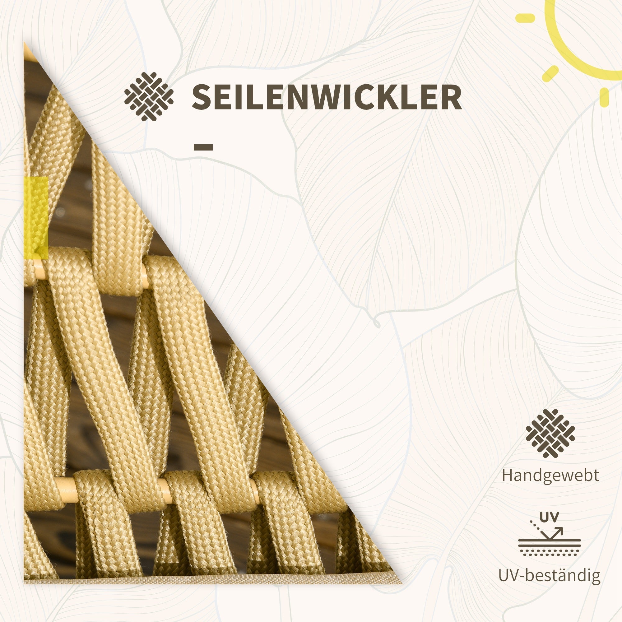 Rattan Garden Set 4-Piece with Coffee Table, 2 Armchairs, Double Sofa, Cushions - Khaki