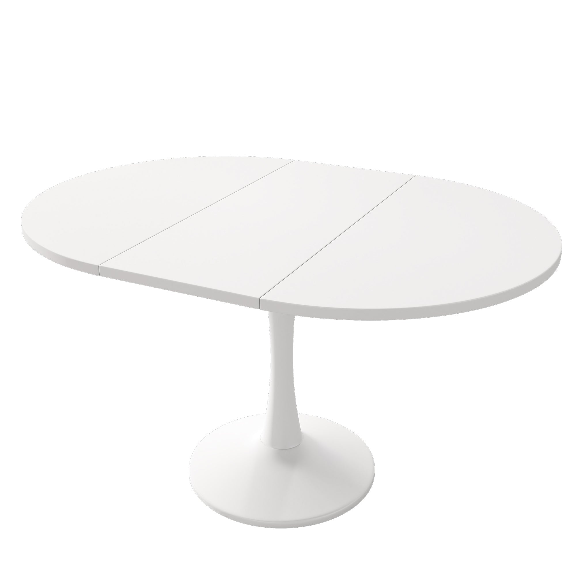 Extendable Dining Table Oval 100/140x100cm Modern Simple - White