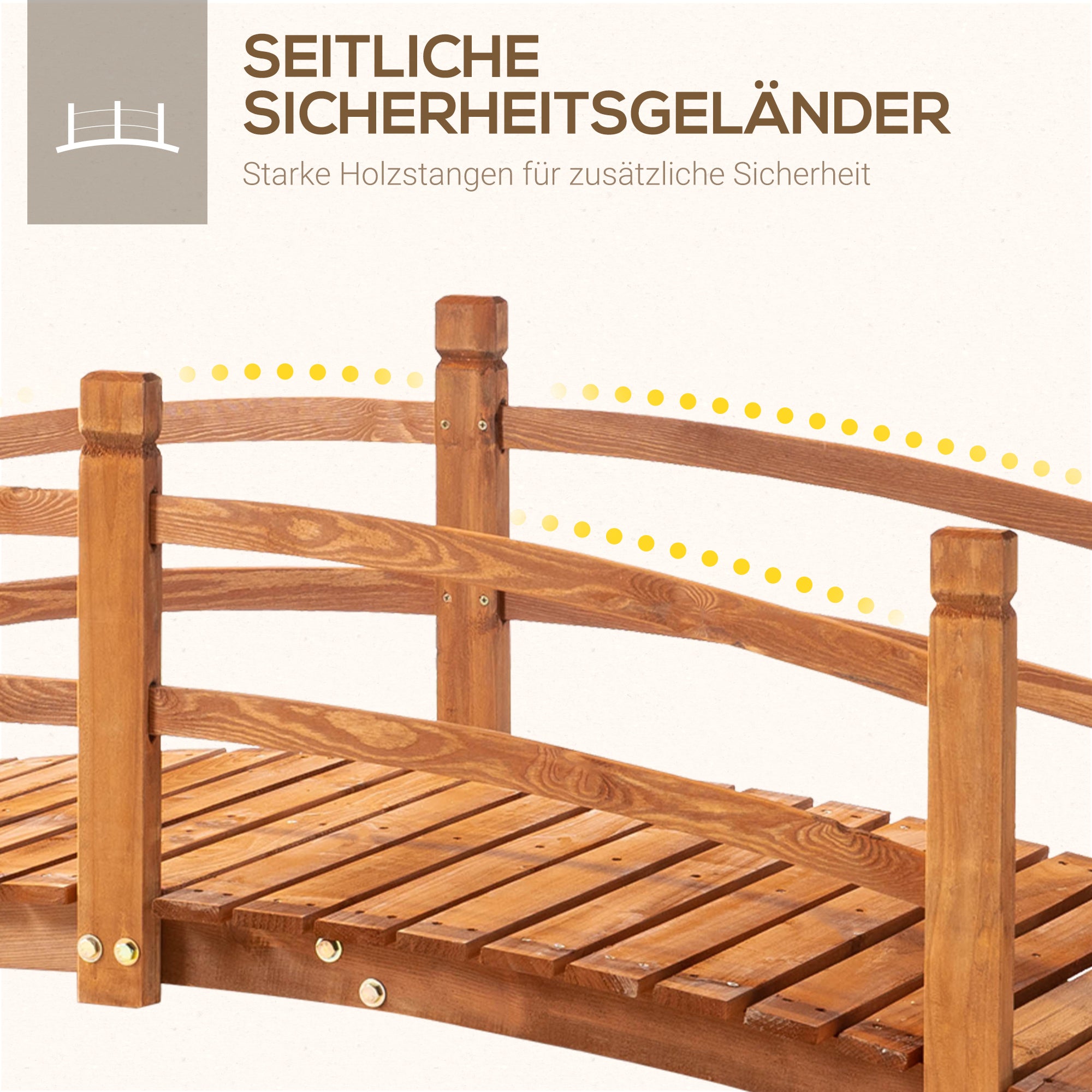 Garden Bridge 185m with Railing, 200kg Solid Wood