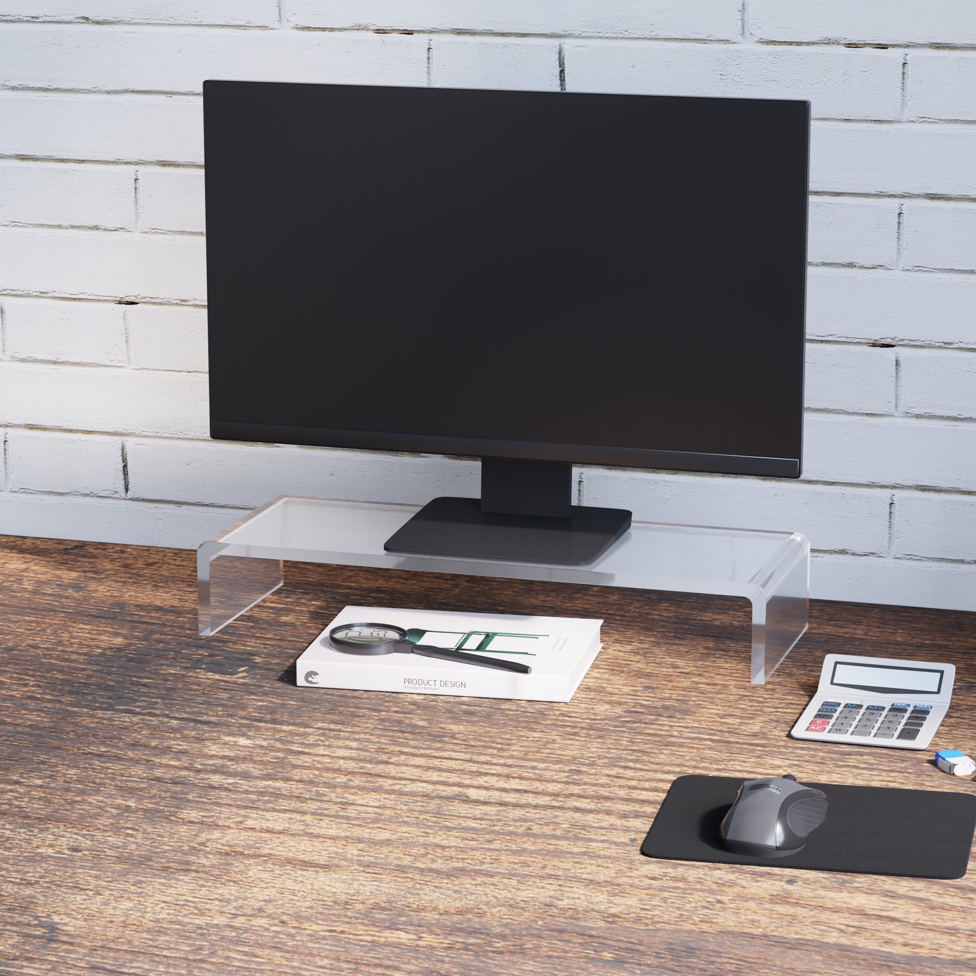 Ergonomic Monitor Stand for Laptop, Computer, Notebook, Transparent Acrylic