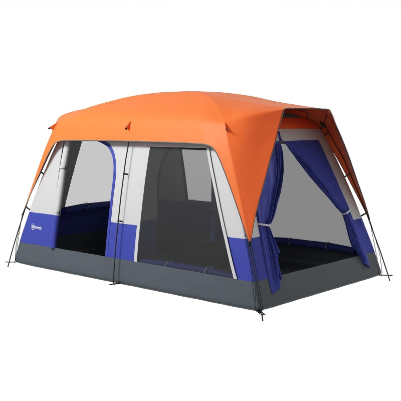 Six-Man Camping Tent with Small Rainfly and Accessories, Orange