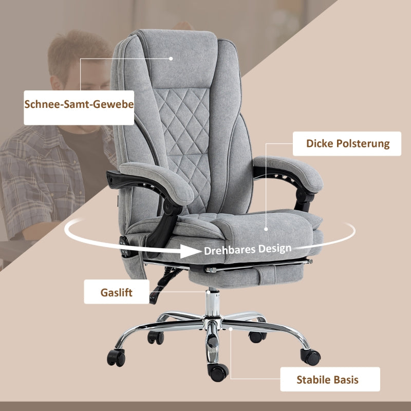 Vinsetto Office Chair, Massage Recliner with Footrest, Grey