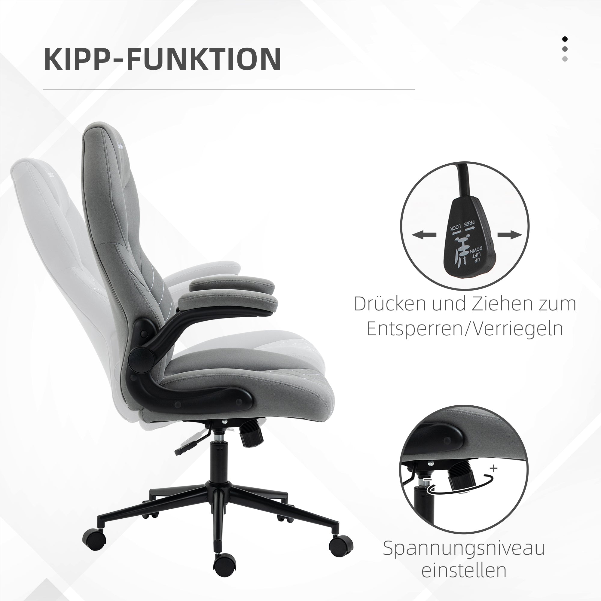 Ergonomic Office Chair, Rocking Adjustable Armrests Soft Cushion, Home Office Comfort