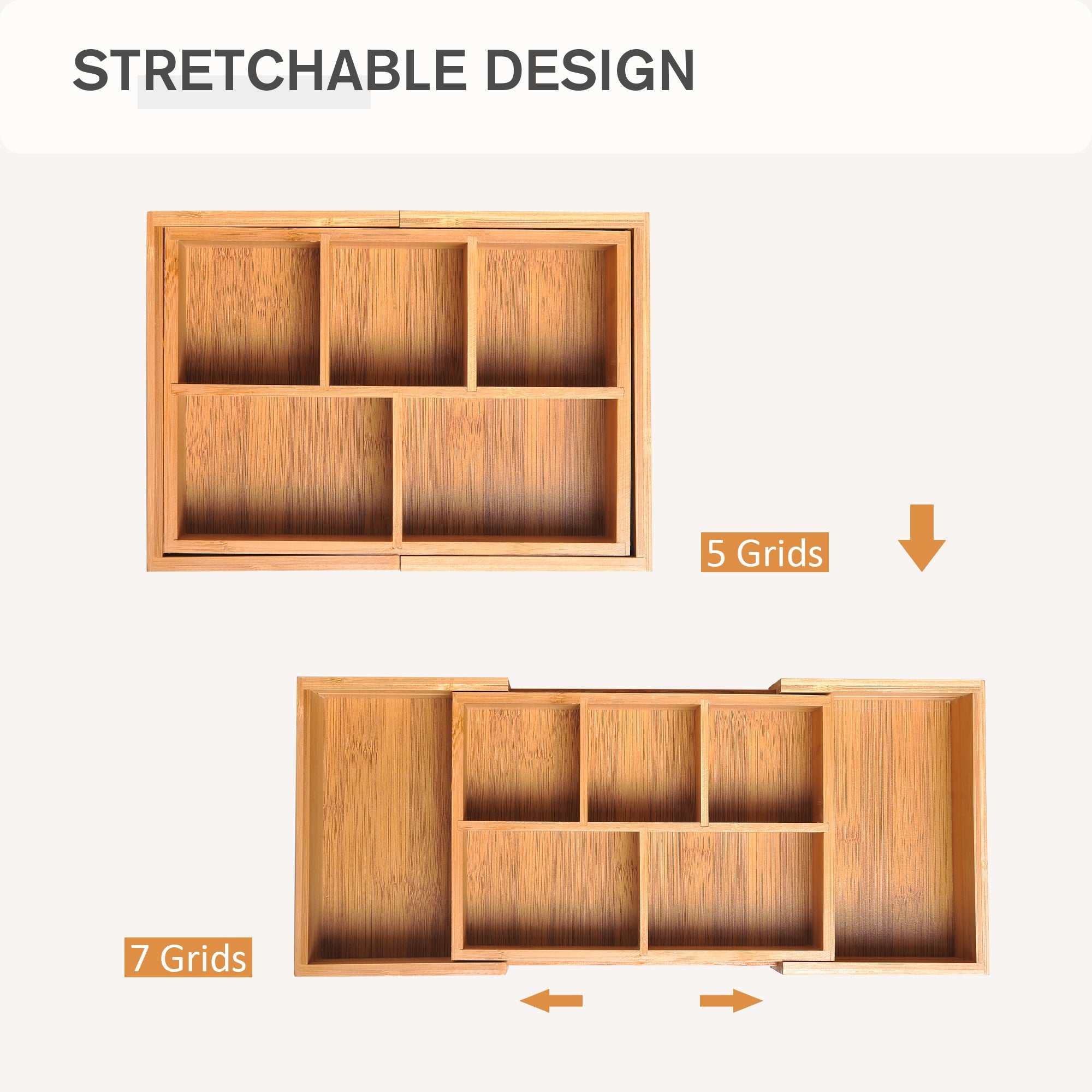 Storage Box Drawer Organizer, Extendable, Bamboo Natural