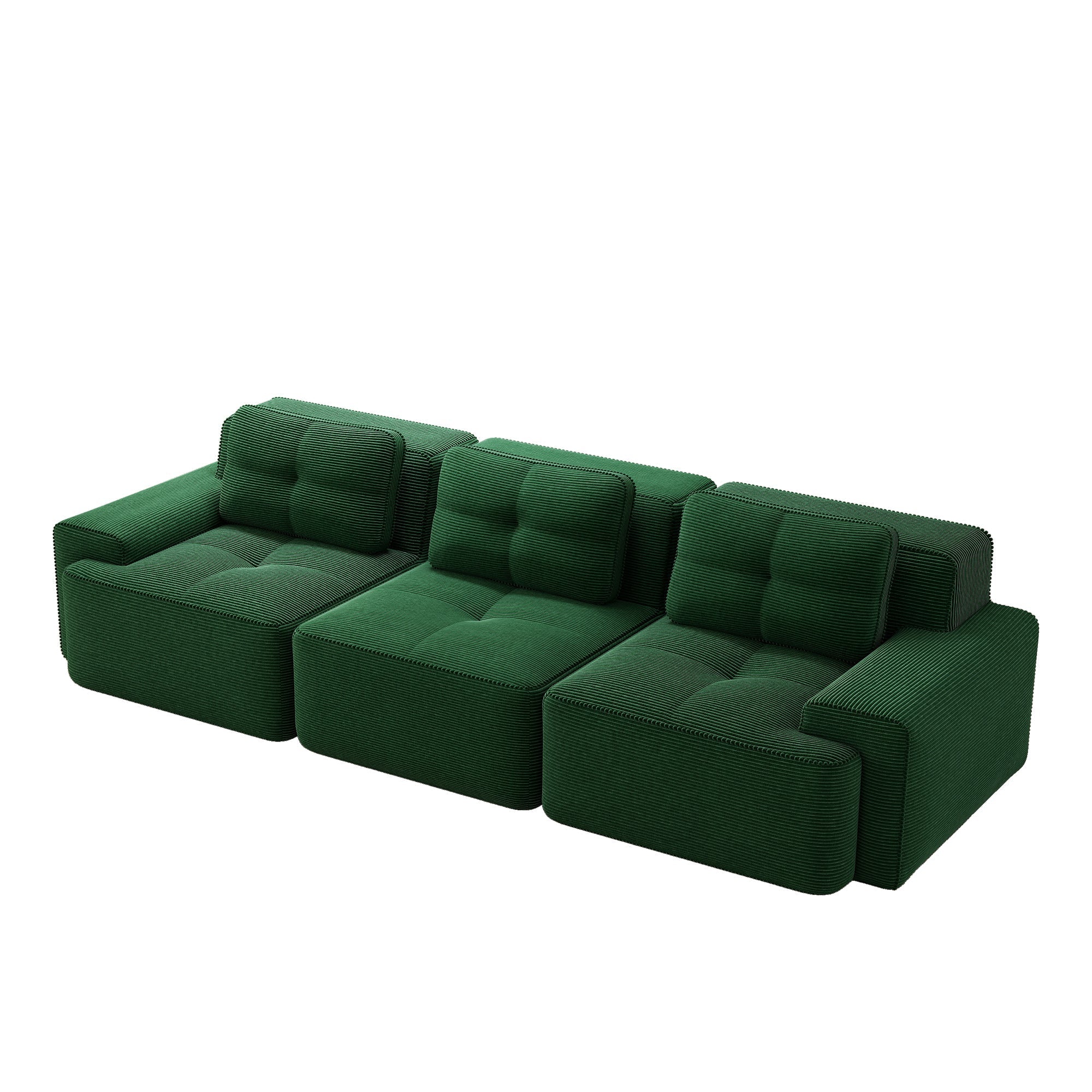 Cloud Modular Sofa Oversized Corner 3-Seater Low Seat Assembly-Free - Corduroy Green