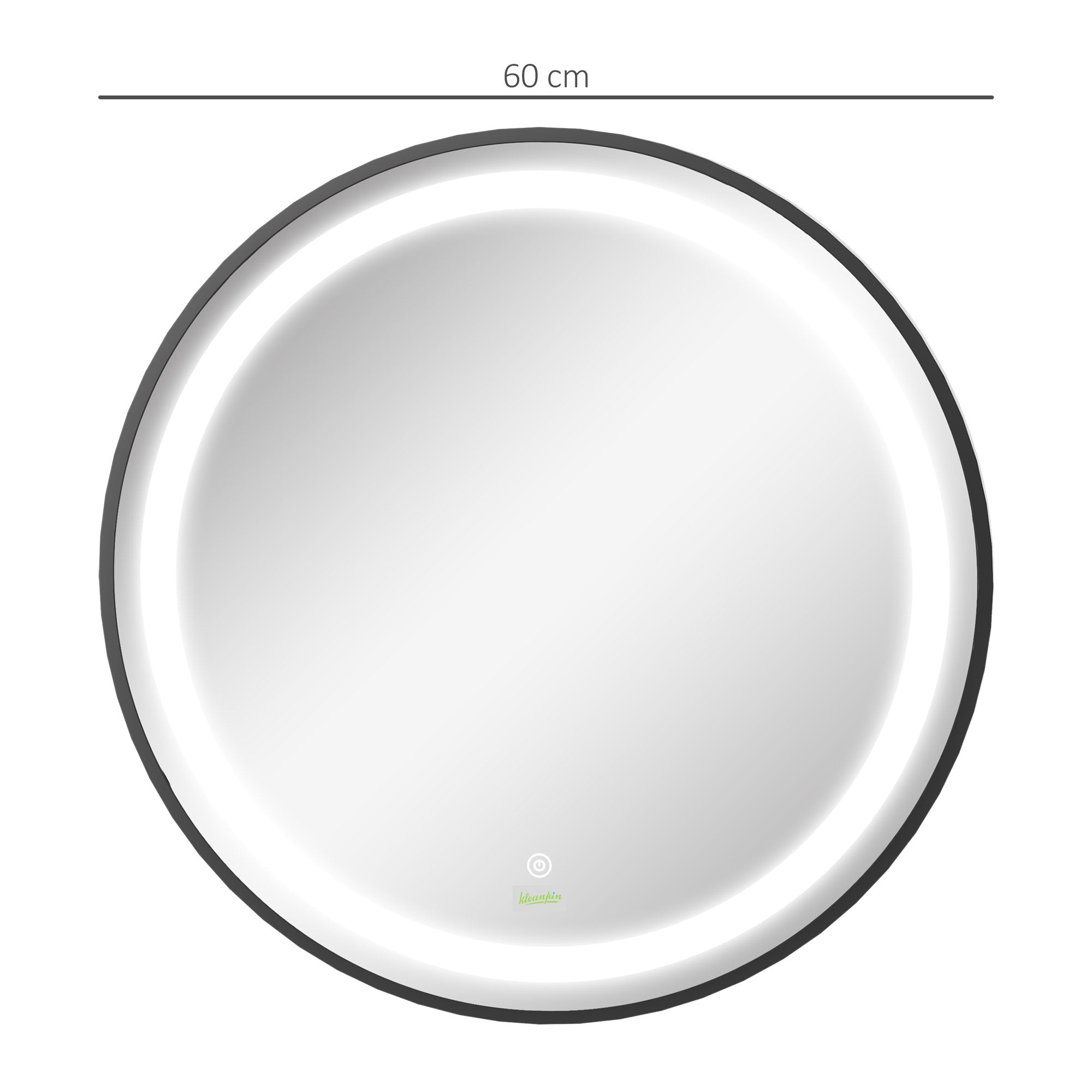 kleankin LED Bathroom Mirror, 60cm, 3 Light Colors, Touch, Black