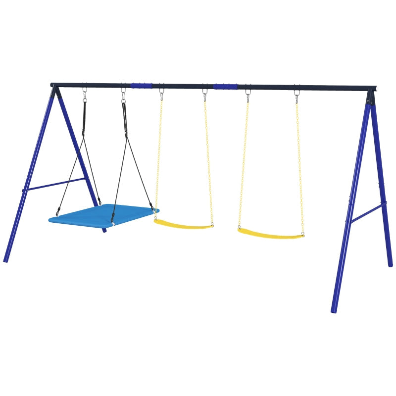 Swing Set, 3 Children, 120 kg Load Capacity, Outdoor Swings, Colorful