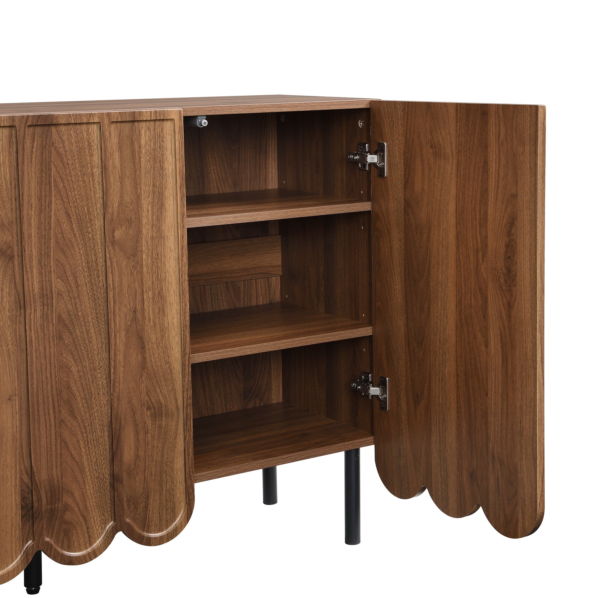 Sideboard - Wave Doors, Handleless, Adjustable Shelves, 120x35x80 cm - Wood