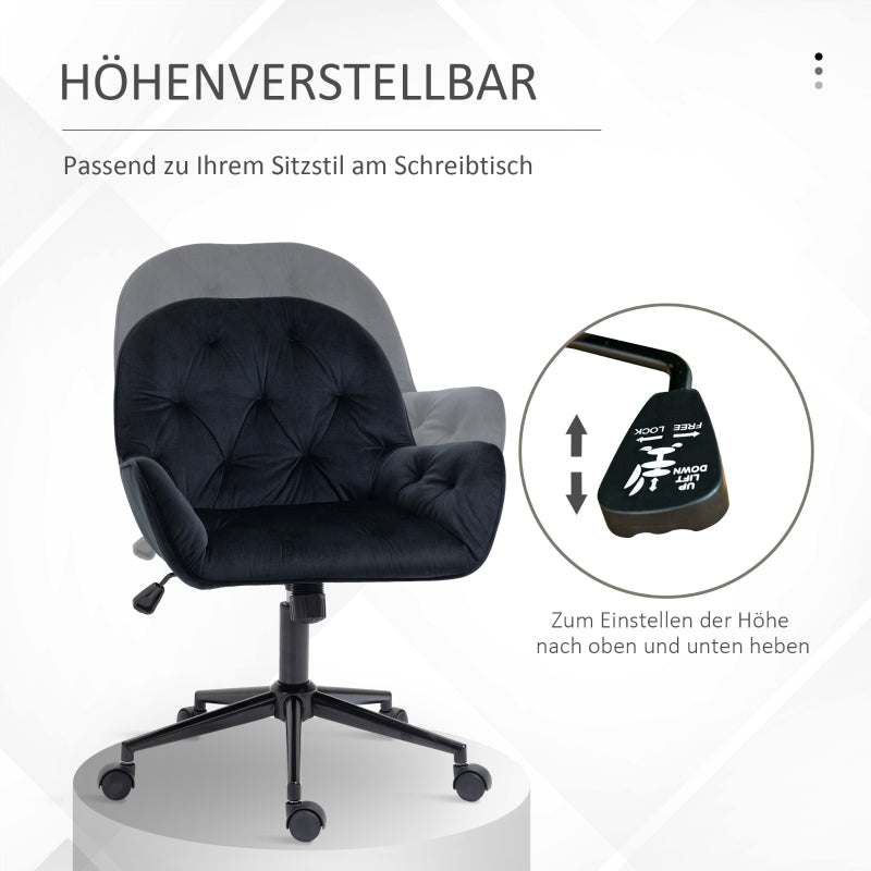 Vinsetto Office Chair, Swivel Height-Adjustable Executive Desk Armchair, Velvety Polyester Black