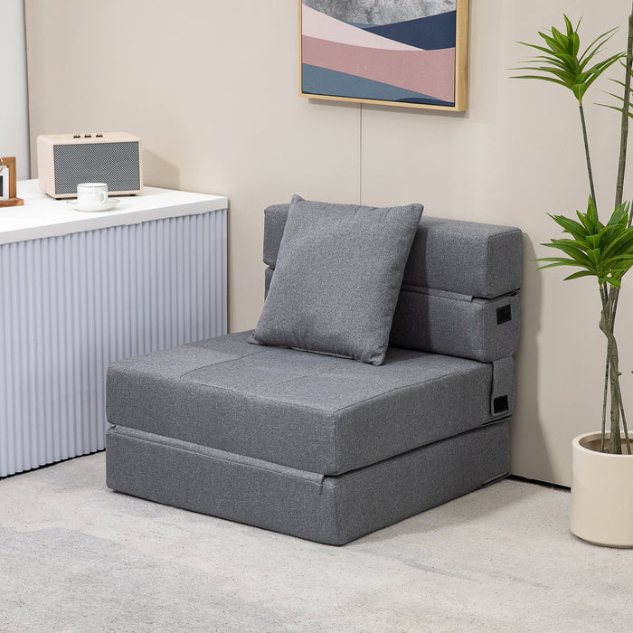 2-in-1 Sleeper Chair, Foldable Sofa Bed/Recliner, 100kg Capacity, Dark Grey