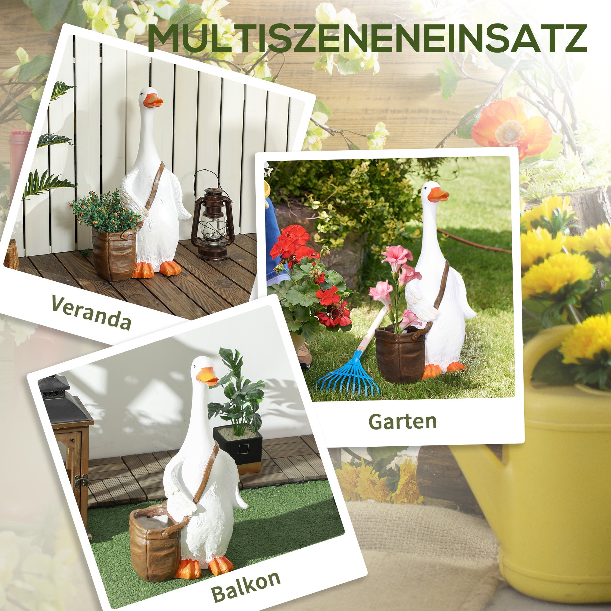 Plant Pot Swan Schoolbag Design Planter with Drainage Hole Synthetic Resin