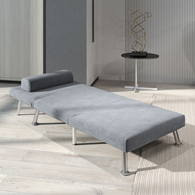 Single Sleeper Chair - Velvet-Feel Grey