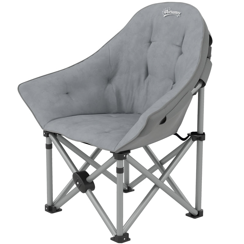 Folding Chair with Side Pocket and Carrying Bag, Padded, 120 kg Capacity, for Outdoor Camping Fishing Garden Beach