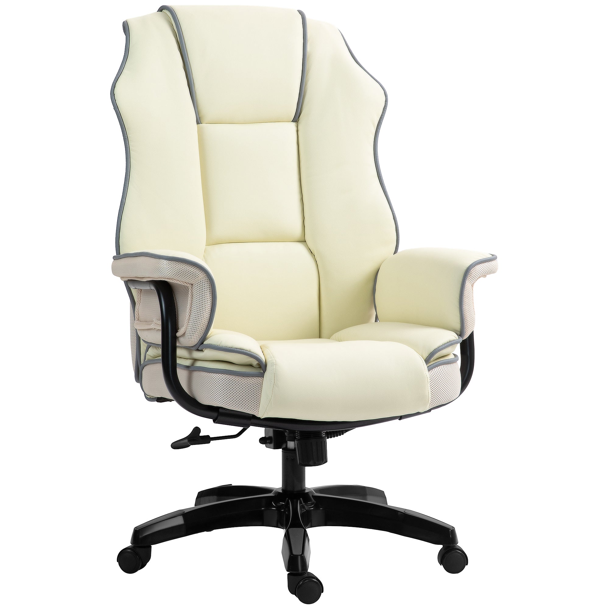 Bürostuhl, ergonomisch verstellbar mit Liegefunktion, Cremefarben