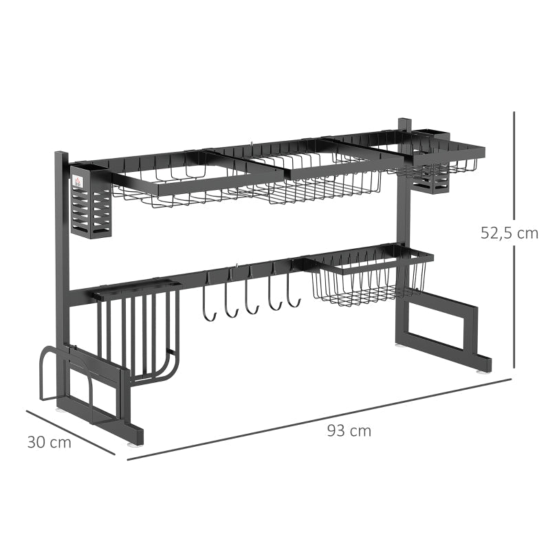 Geschirrständer, Modulares Geschirrregal, Metall, Schwarz