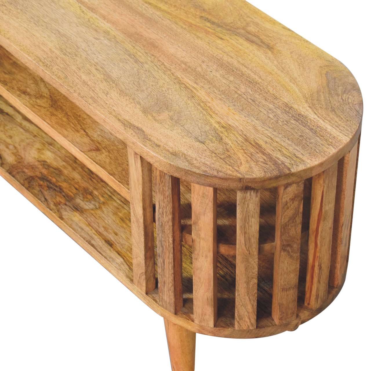 Mini Ariella Media Unit, Solid Mango Wood, Oak-ish Finish