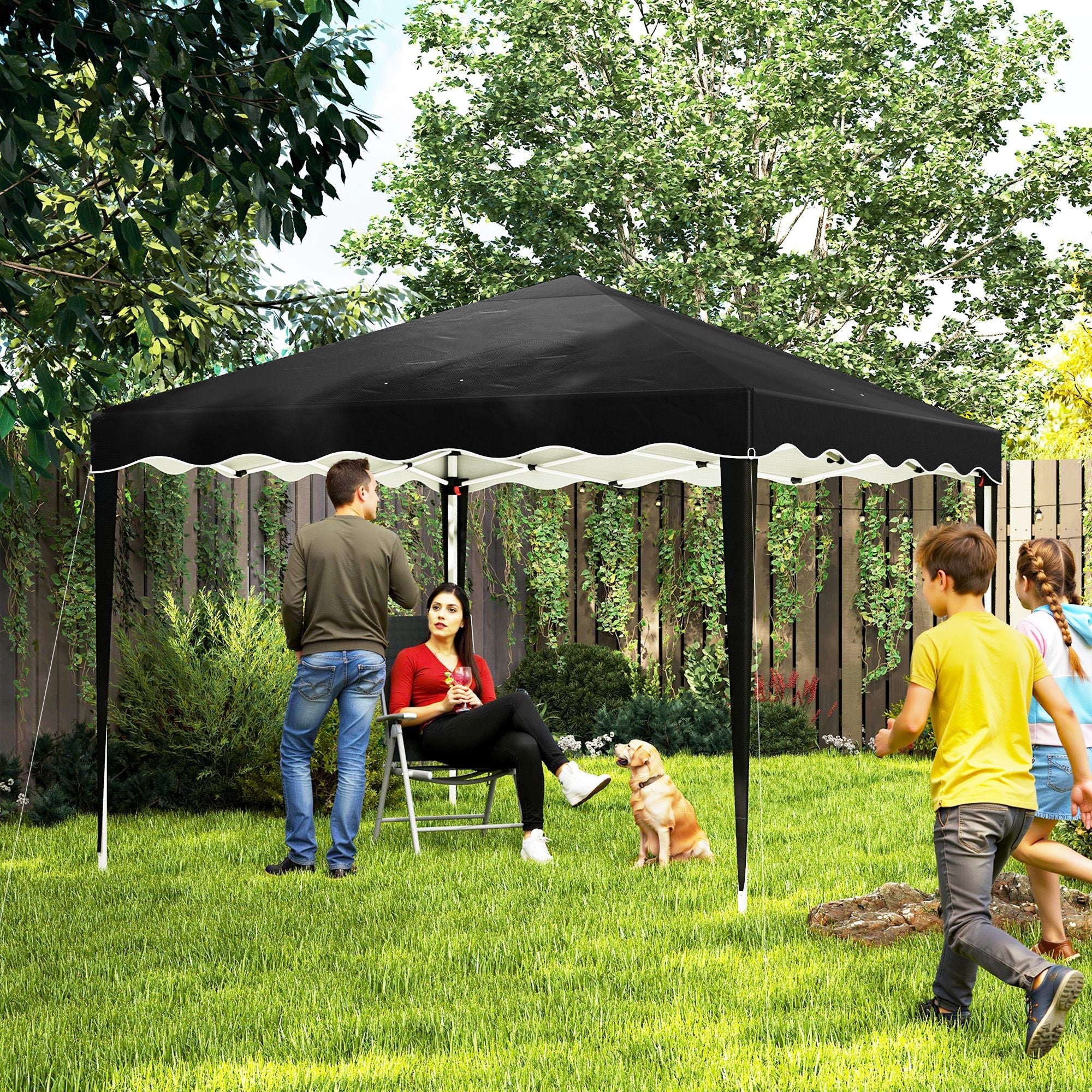 Pop-Up Gazebo 3 x 3cm Adjustable Height Black