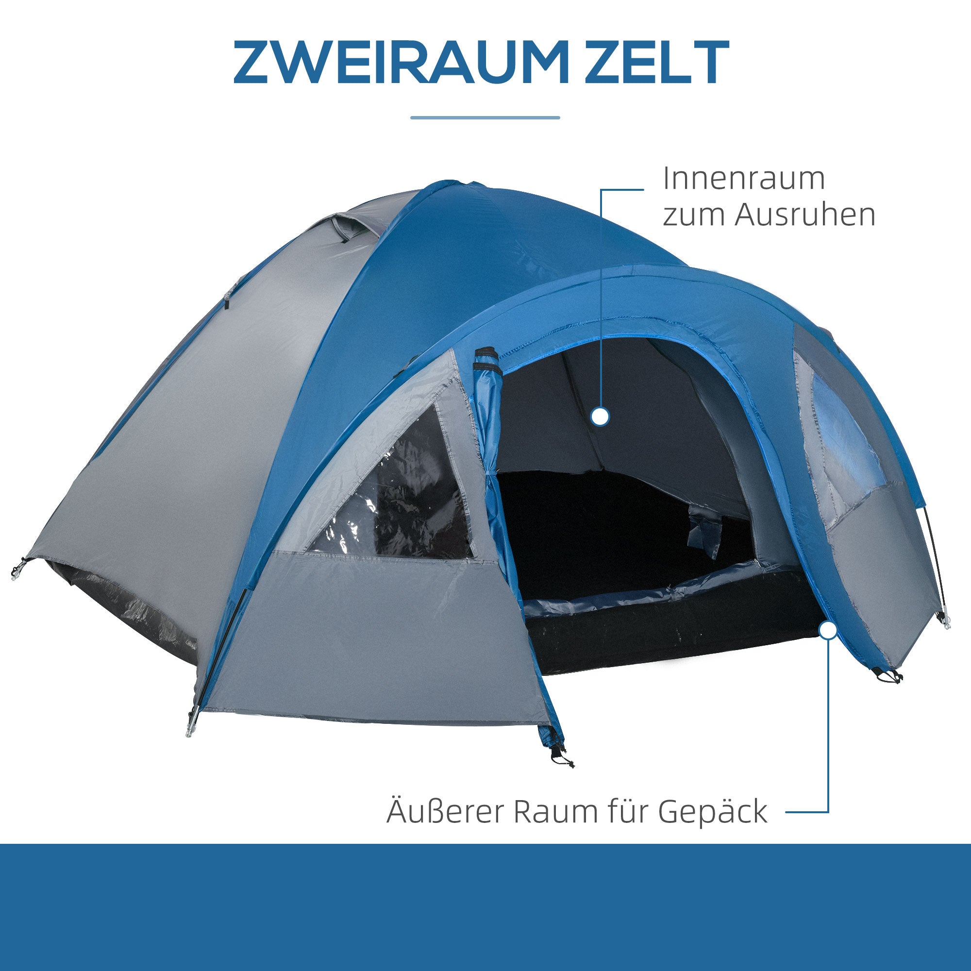 Kuppelzelt, Outdoor-Iglu, 4 Personen, 4 Jahreszeiten, wasserdicht, doppelwandig