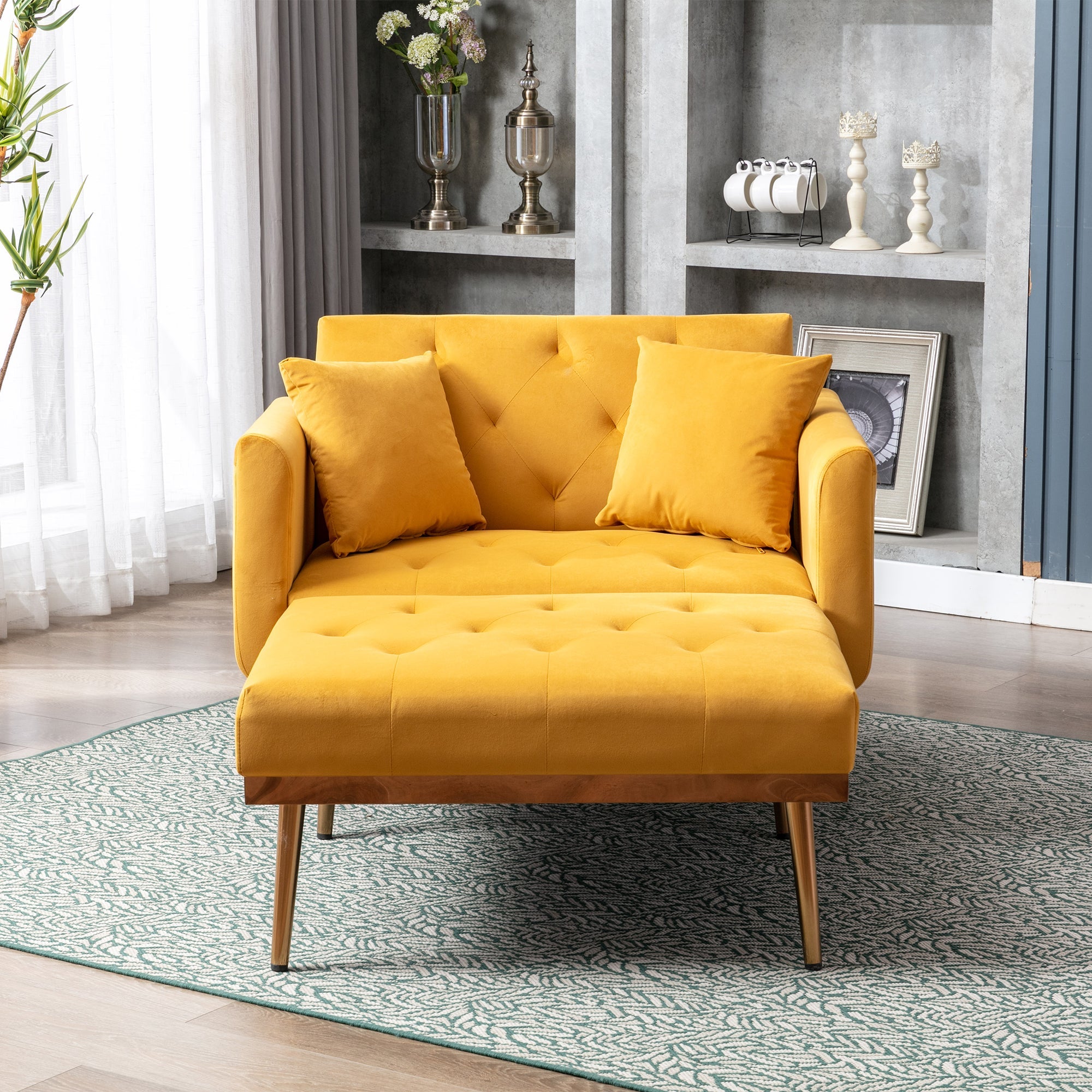 Armchair, Adjustable Backrest Recliner Folding Sofa, Mango