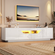 TV Stand Lowboard 180cm 75-inch TV LED Lights High-Gloss White