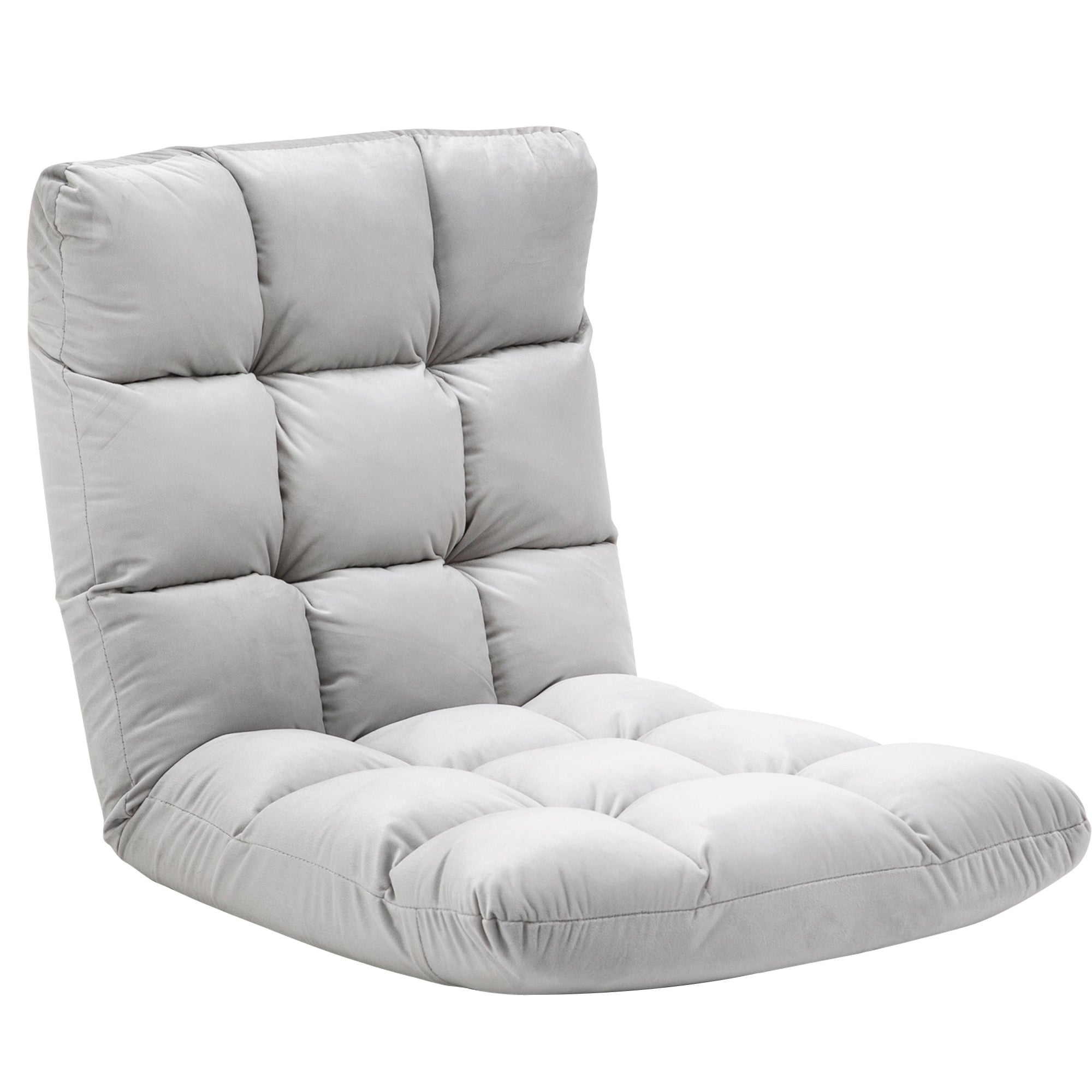 Folding Floor Chair Lounger 3-in-1 Adjustable 13 Position, Gray Metal Foam
